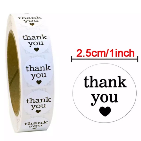 Other - 500 Thank You Stickers Heart 1” Rounds PRICE FIRM